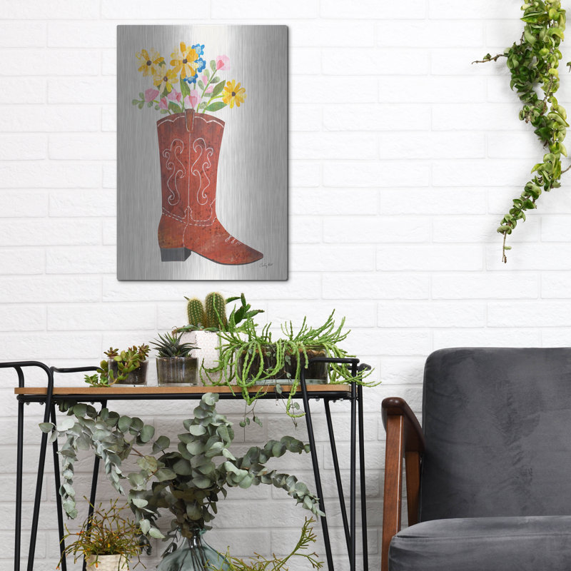  «Western Cowgirl Boot 5» par Courtney Prahl, art mural en métal, 12 po x 16 po, H 16 po x l 12 po