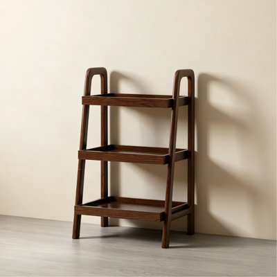 17.7"W Solid Oak Modern Leaning Ladder Shelf