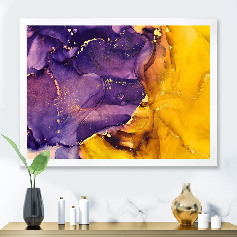 «Mauve et or», impression sur toile, H 16 po x l 32 po, Cadre photo blanc