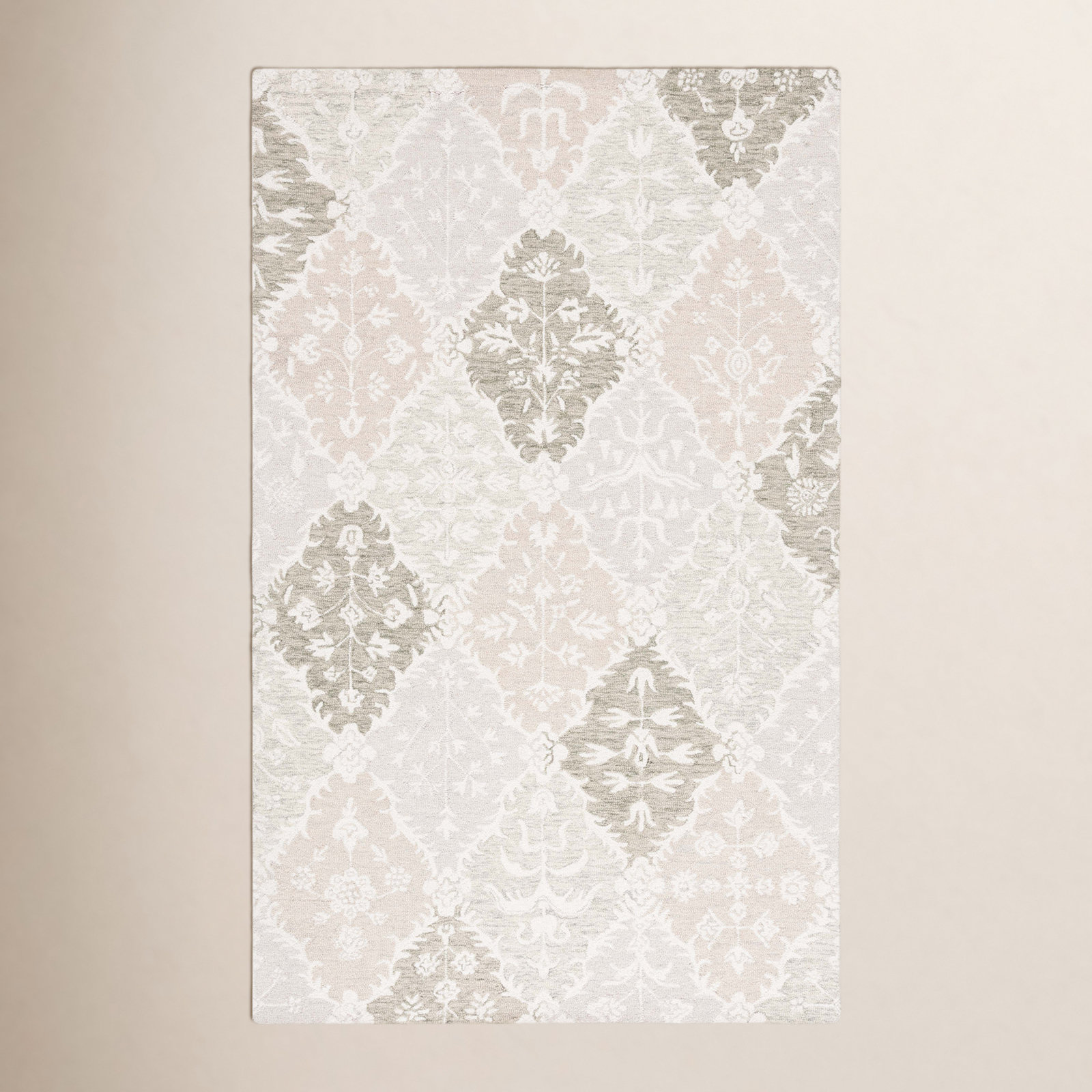 Garvin Hand-Tufted Wool Floral Rug, Rectangle 5' x 8'