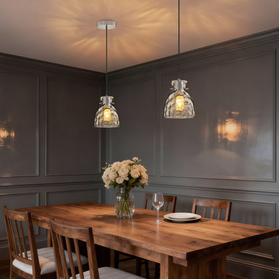2-light Modern Hammered Glass Cone Pendant Lights