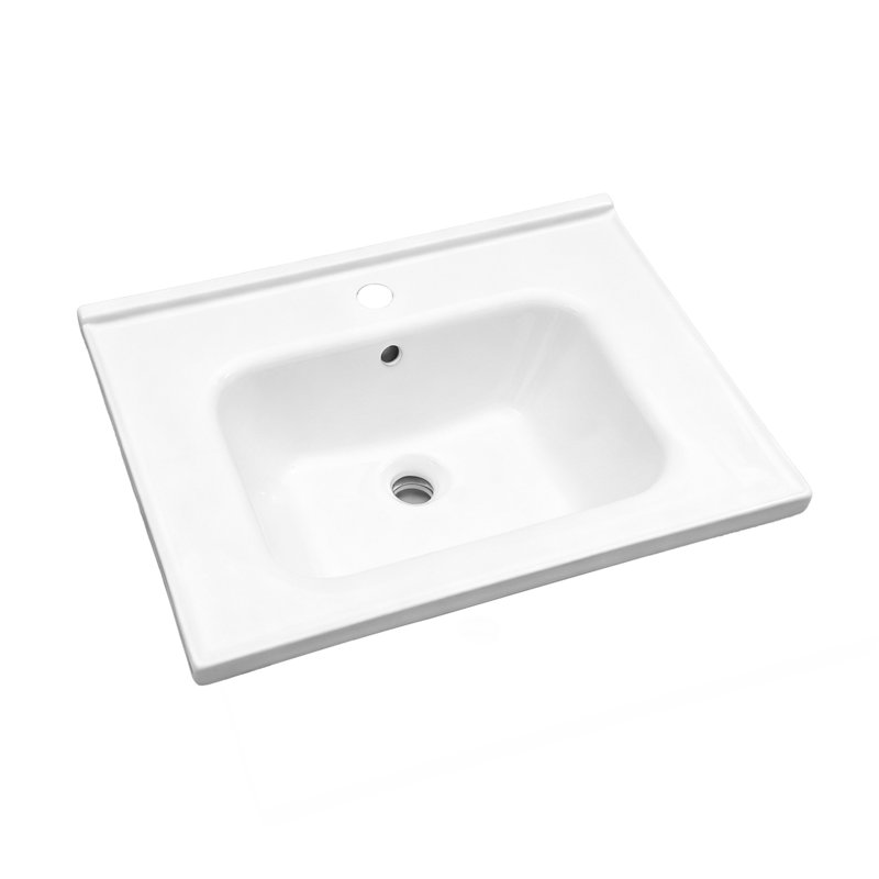 Plateau de meuble-lavabo simple blanc 23,63 "x 18,63" avec 1 trou de robinet et trop-plein (lavabo seulement) (n'inclut que le lavabo de salle de bain)