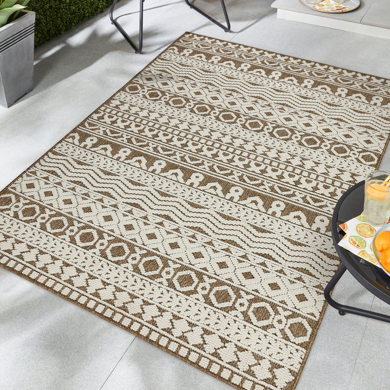 Geometric Flatweave Indoor / Outdoor Area Rug, Rectangle 160 x 230 cm 