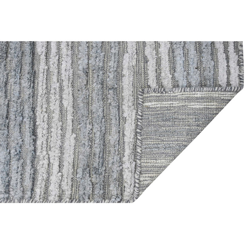Striped Area Rug in Gray/White/Light Blue, Rectangle 10' x 14'