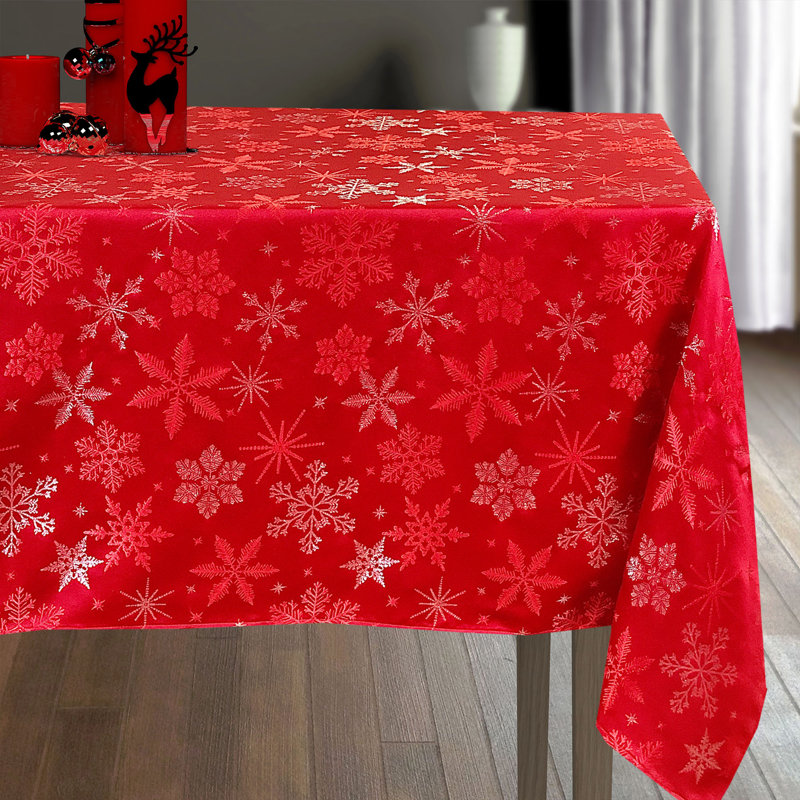 Nappe Holiday, 84 po x 60 po, Rouge, Floral 1