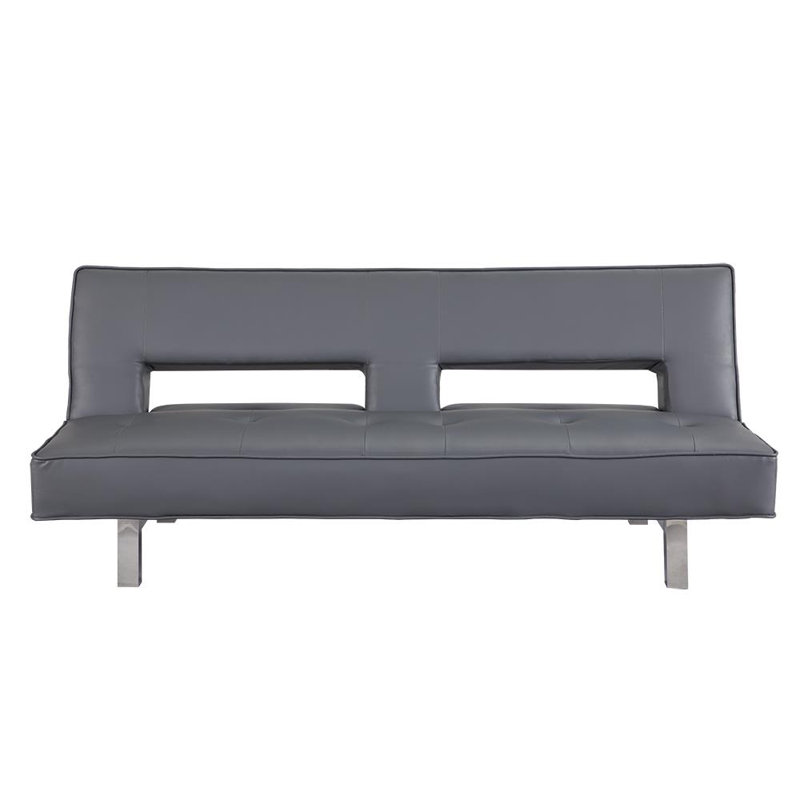 Canapé-lit Alisia, Faux cuir gris