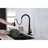 Single Handle Pull Down Kitchen Sink Faucet Of Stainless Steel, Matte Black Colorant, 360 Rotating High - Arc Nozzle, Three Water Output Selections  Stream, Spray,  , Easy Temperature And Flow-448549520