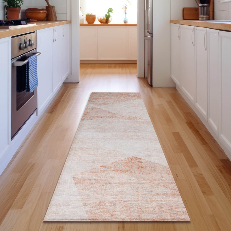 Premium Machine Washable Prisco Salmon Rug, Runner 2'3" x 7'6"