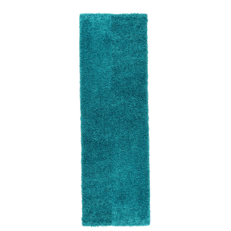Tapis turquoise tissé à la machine Deatherage, Tapis de couloir 2 pi 7 po x 8 pi
