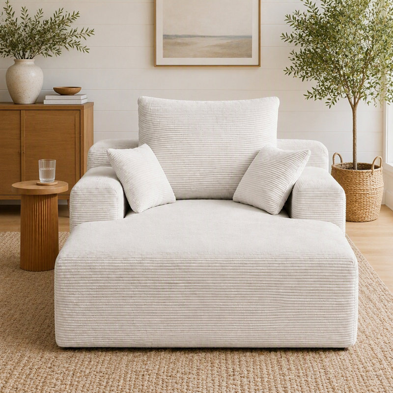 Canapé 71,65 po Corduroy, Velours côtelé beige clair