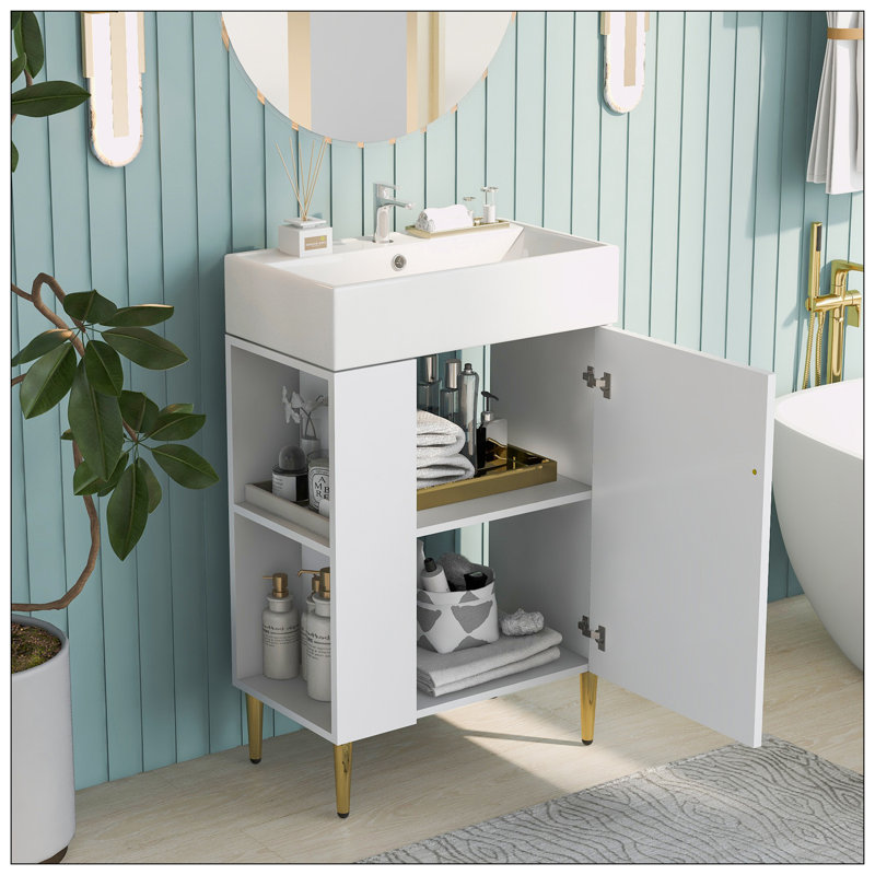 Ensemble de meuble-lavabo simple 21,60 po avec plateau en céramique Estiben