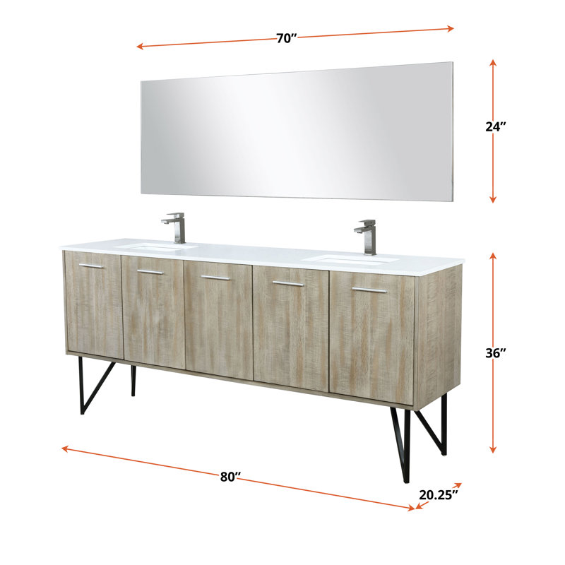 Lancy 80 in W x 20 in D Double Bath Vanity Top and Mirror, White Cultured Marble