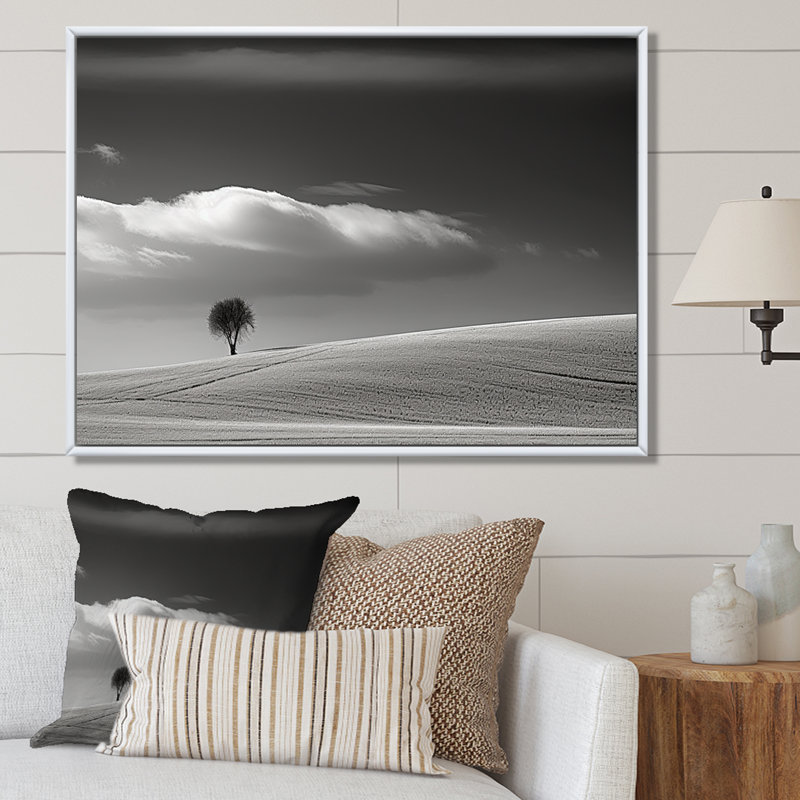 Paysage d'hiver photo III sur toile, Cadre flottant blanc, H 16 po x l 32 po x P 1 po