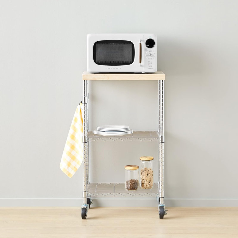 Basic portable kitchen three-layer storage rack with adjustable two-layer shelves