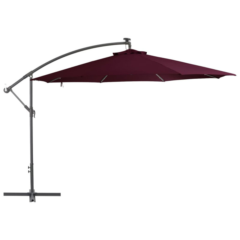 Gurganus 350cm Lighted Market Parasol, Bordeaux Red