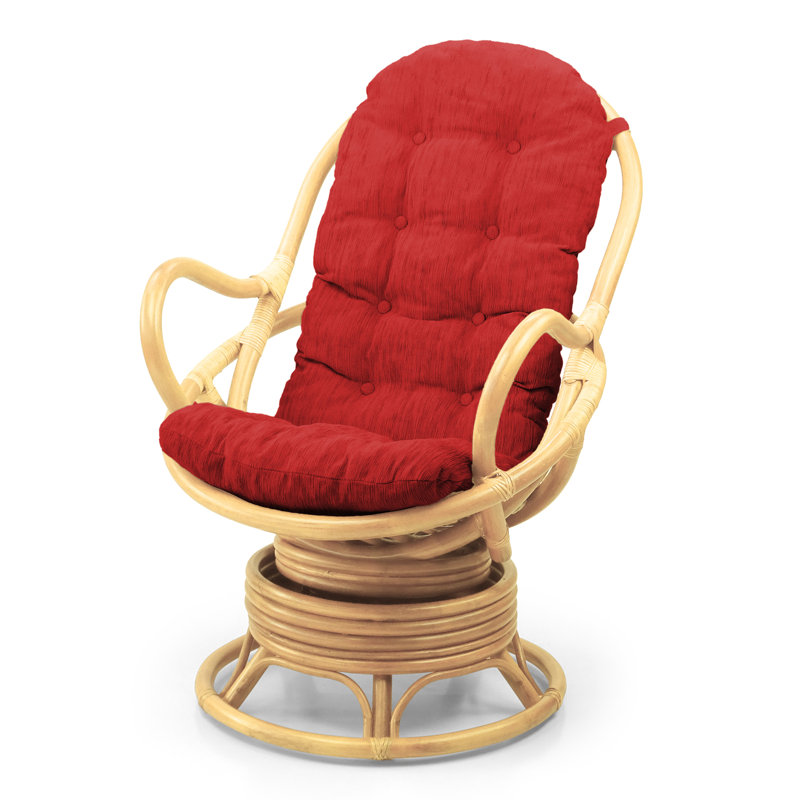 Upholstered Swivel Accent Chair, Red, Natural