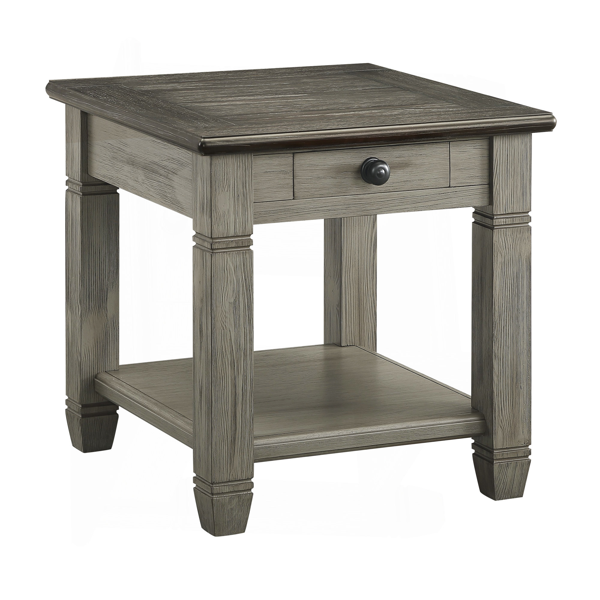 Ophelia & Co. Coffee And Antique Gray Finish 1Pc End Table With Drawer ...
