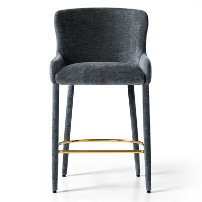 Tabouret 26,5 "en chenille de luxe moderne avec repose-pieds dorés