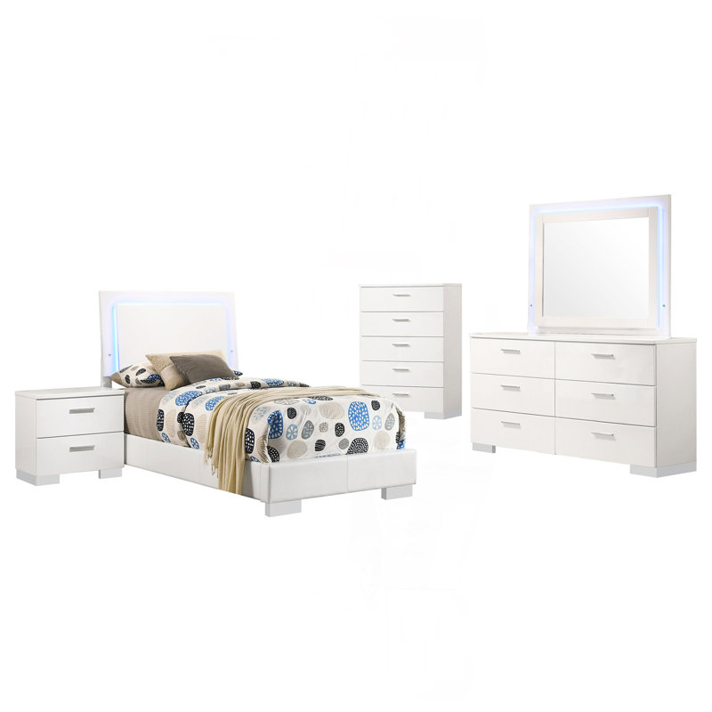 Ensemble de chambre à coucher simple 5 pièces Dulcey