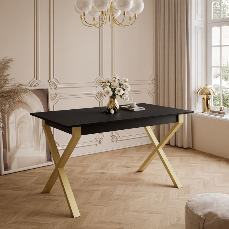 Courtnay Extendable table 140 cm, "X" legs, black