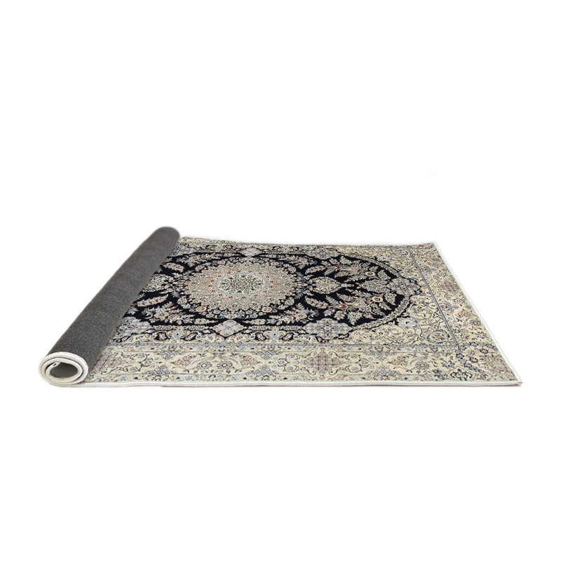 Tapis oriental noir / beige Yassin, Rond 7 pi