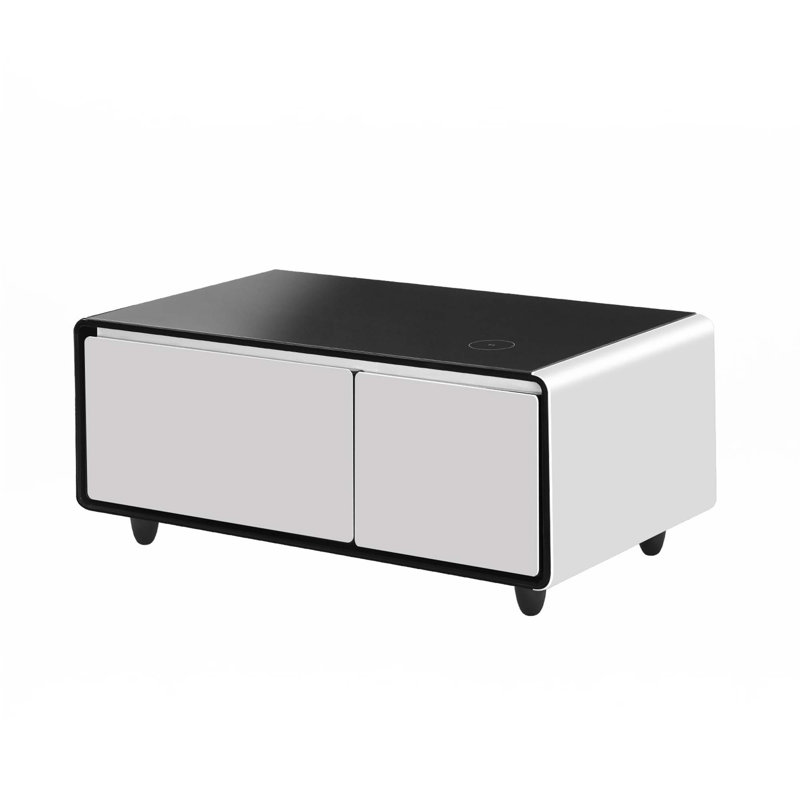 Smart Coffee Table With Built-In Fridge, Black/White