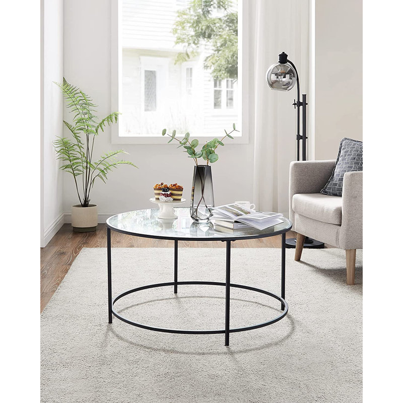 Adiline Frame Coffee Table, Black, Clear