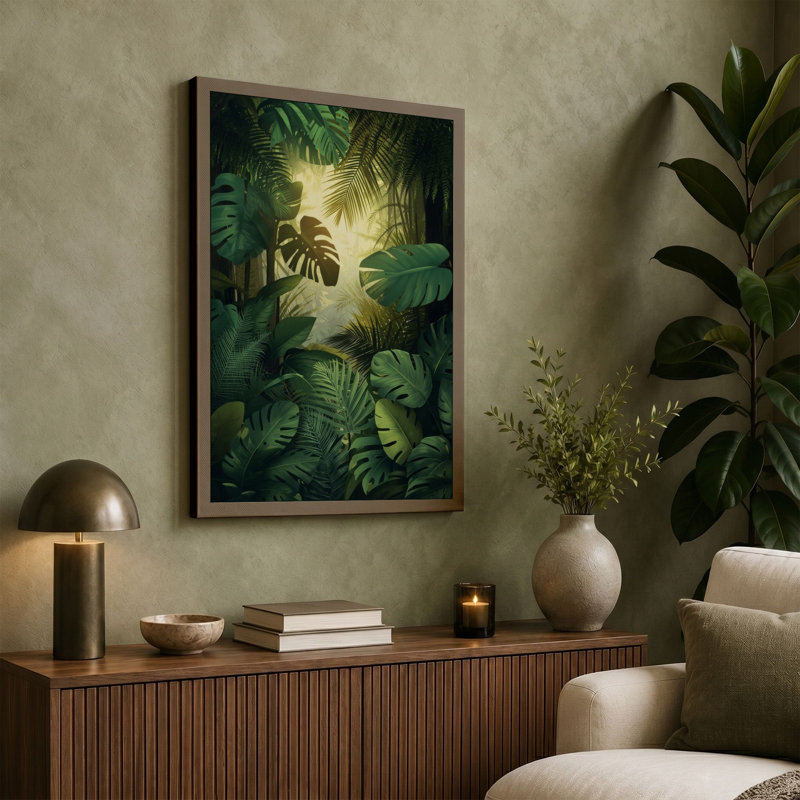 Jungle Light Tropical - Wrapped Canvas, 36x24 - 91.4 x 61.0 cm, Ochre Border