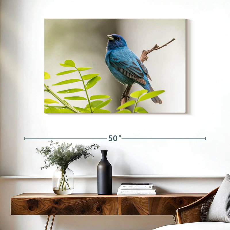 Brampt Indigo Bunting Bird, 26" H x 39" W
