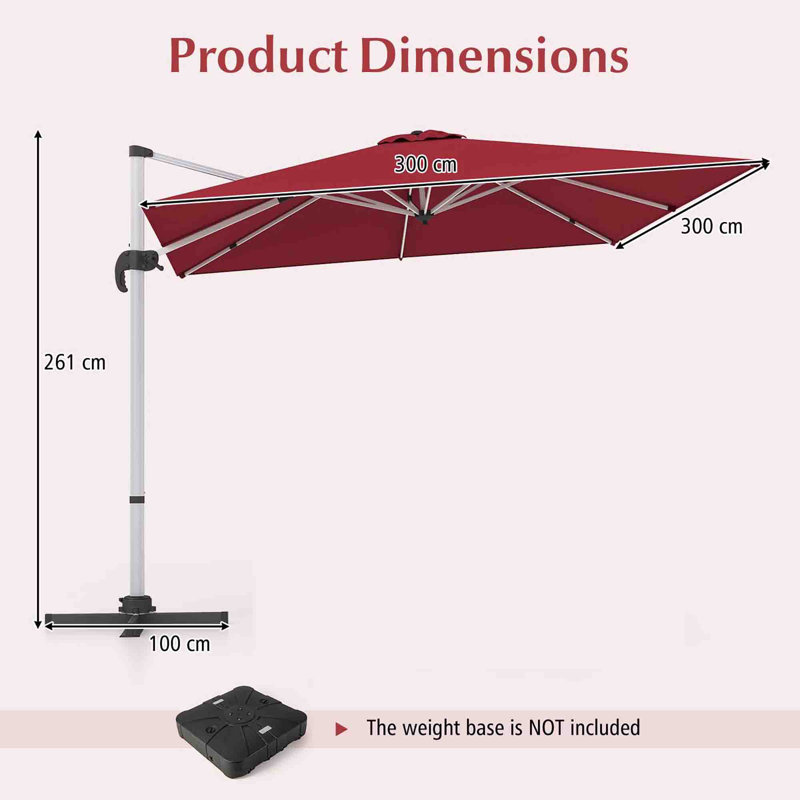 300cm Cantilever Parasol, Wine