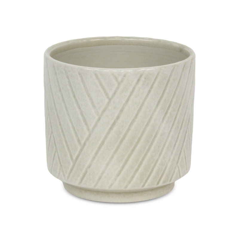 Kettering Handmade Ceramic Pot Planter, 6.5" H x 7" W x 7" D, White