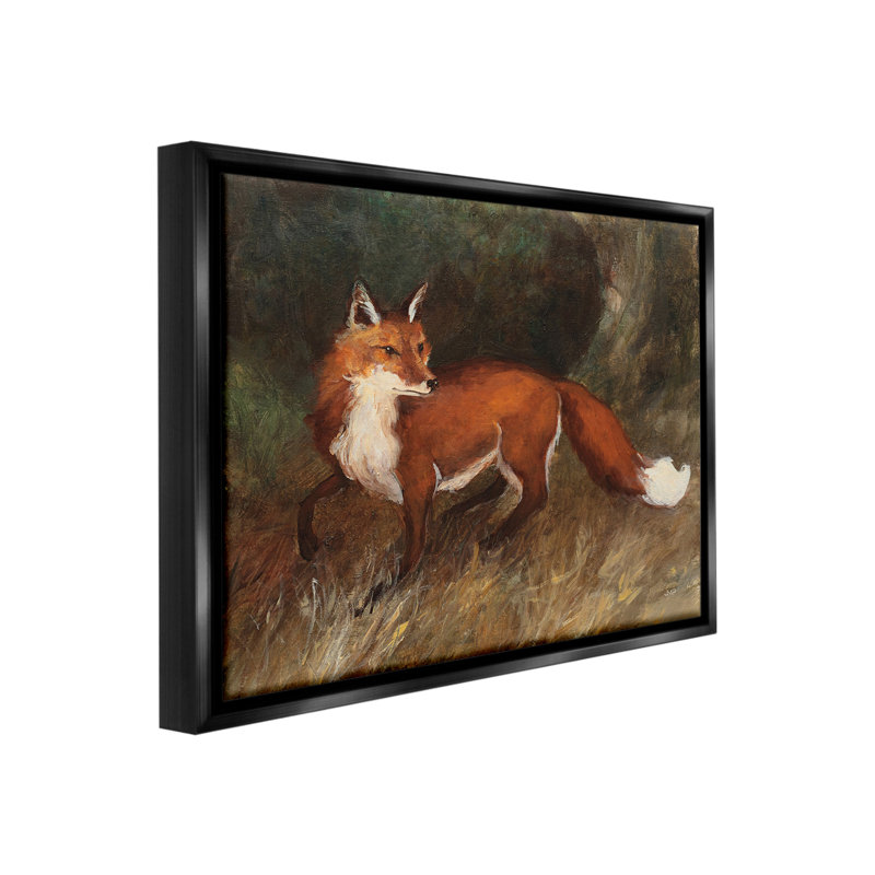"Wild Fox In Forest" par Julia Purinton sur toile, Cadre flottant noir de jais, H 25 po x l 31 po