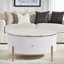 Table basse moderne moderne avec 2 grands tiroirs de rangement (31,5 po)