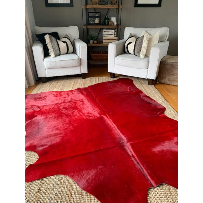 Cushing Dyed Red Cowhide Area Rug