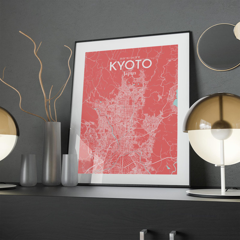 Kyoto City Map In Maritime - No Frame Print, 24cm H x 18cm W x 0.05cm D