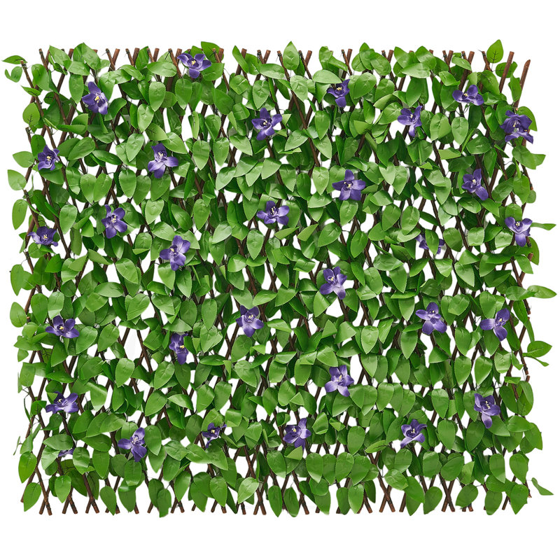 Écran d'intimité de barrière extensible, mur de plantes artificielles extensibles 25,5 x 122 po, panneau de lierre artificiel réaliste avec 50 attaches à fermeture éclair, haies décoratives en toile de fond artificielle pour terrasse de balcon extérieur