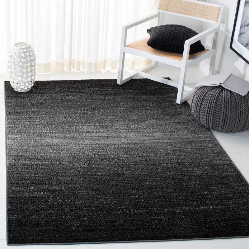 Tapis gris foncé / gris clair en polypropylène tissé à la machine Difranco, Rectangle 6 pi x 9 pi