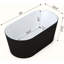 Baignoire de trempage autoportante, construction en acrylique, longueur 59 po, conception profonde avec bonde escamotable et trop-plein, style spa de salle de bain moderne, finition noire et blanche
