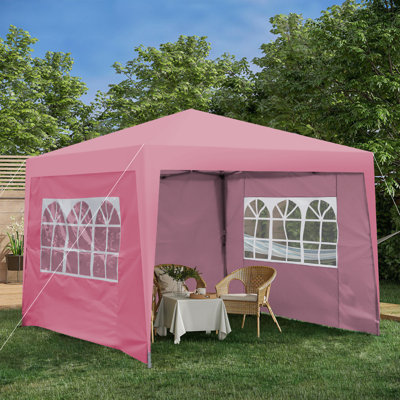 Auvent 10 x 10 pi avec paroi latérale et sac de transport, rose