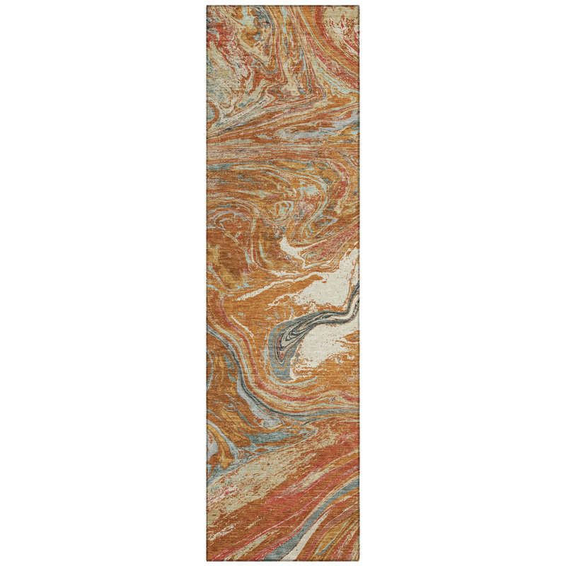 Malika Paprika Washable Indoor-Outdoor Rug - , 2'3" x 7'6"