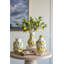 Vase en céramique 9X9X12.5 "blanc avec des accents de citron jaune vif