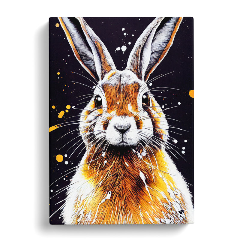 Paint Splashed Hare No.4 - Wrapped Canvas, 50cm H x 35cm W x 3cm D