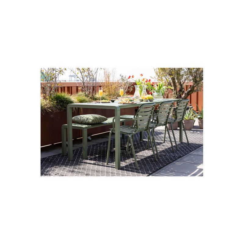 Outdoor Dining Table, Green, 30"H x 84"W x 38"D