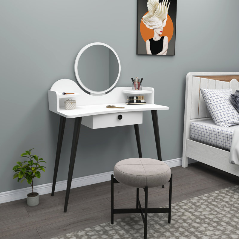 Brinsmead Dressing Table with Mirror, White