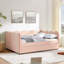 Lit de jour en vichy double avec deux tiroirs de rangement, port USB et adorable tissu en forme de vague-1023539717-1023540216