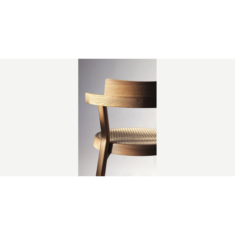 Pagoda Solid Wood Arm Chair, Natural Oak