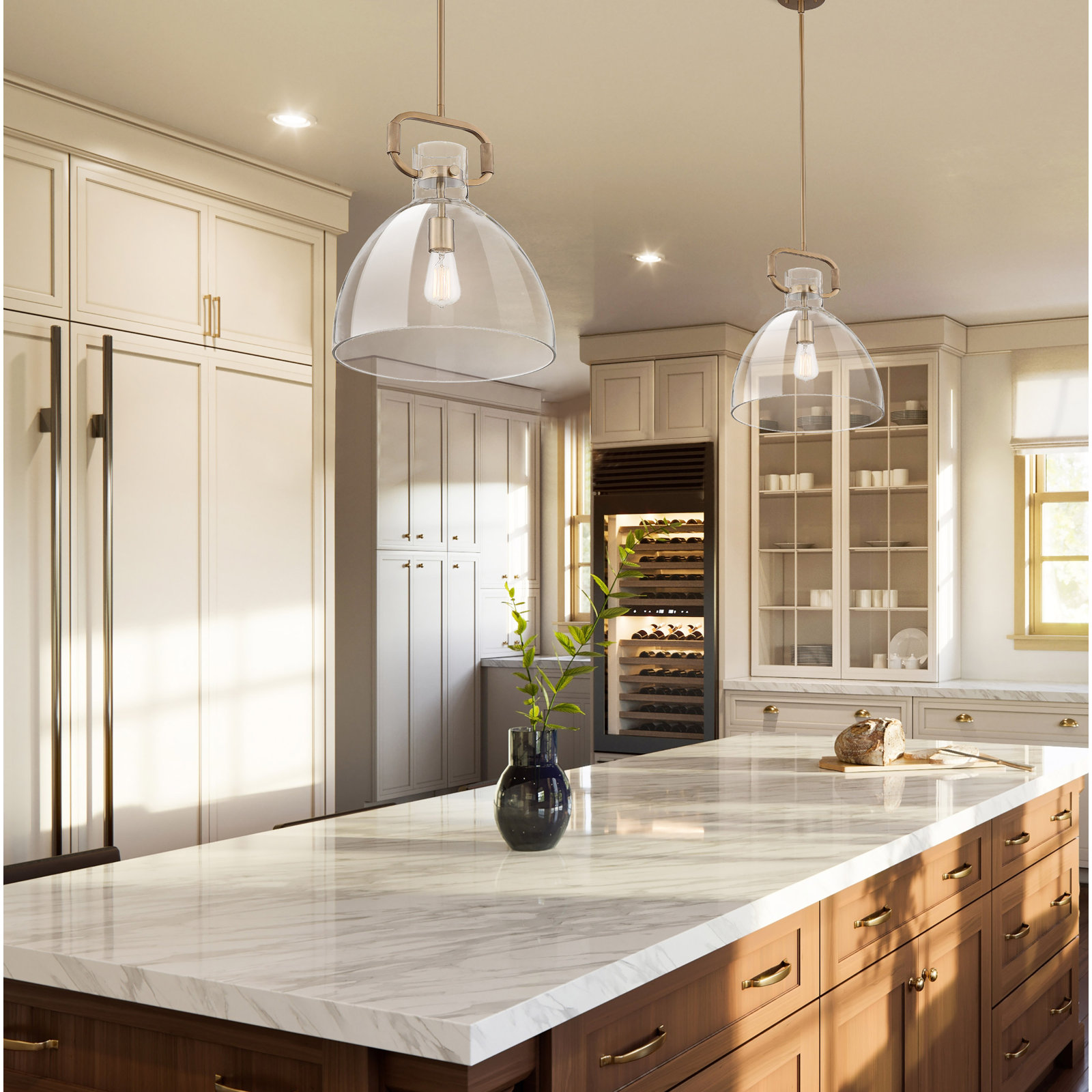 Shay Dimmable Dome Single Light Pendant, Brass