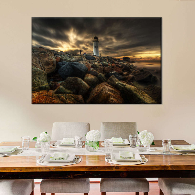 Reproduction sur toile du phare Scituate, H 16 po x l 24 po x P 1,25 po