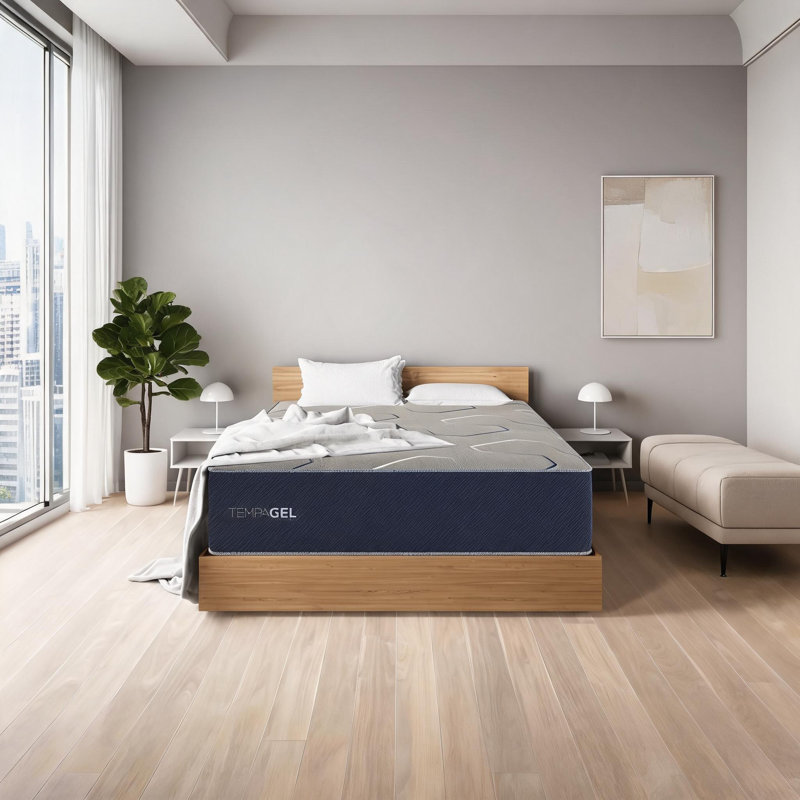 Base de lit pleine grandeur en mousse de couleur bleue pour un confort constant dans une chambre à coucher résidentielle