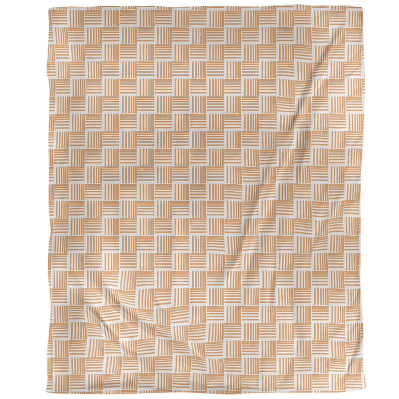 Housse de couette simple à rayures baskettressées, Housse de couette pour grand lit, Orange clair, Polyester brossé